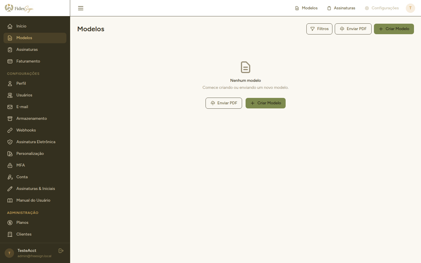 FidesSign — Gestão de modelos de documento (templates)