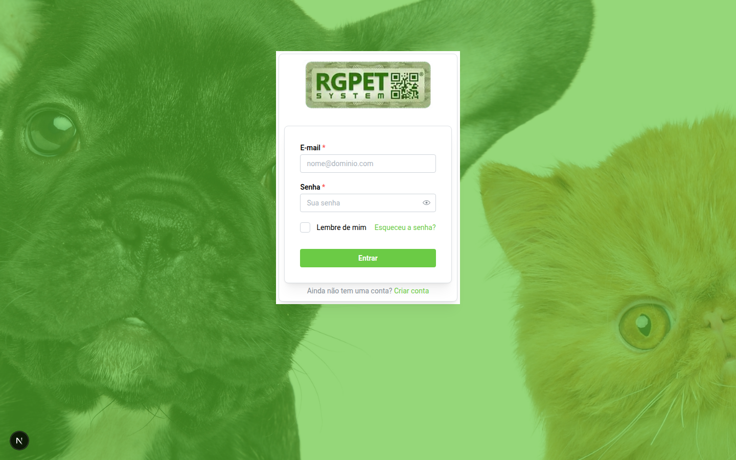 RGPet — Tela de acesso do RGPet System