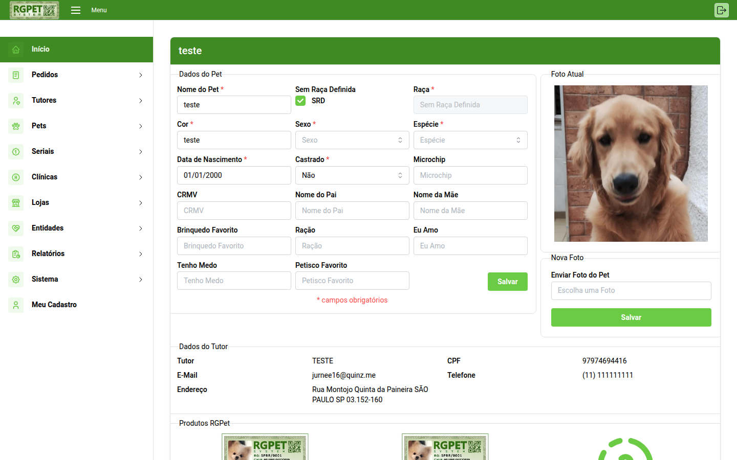RGPet — Cadastro do Pet